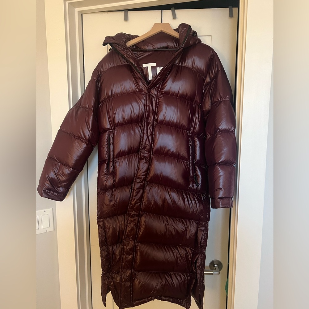 Aritzia Burgundy Puffer Coat